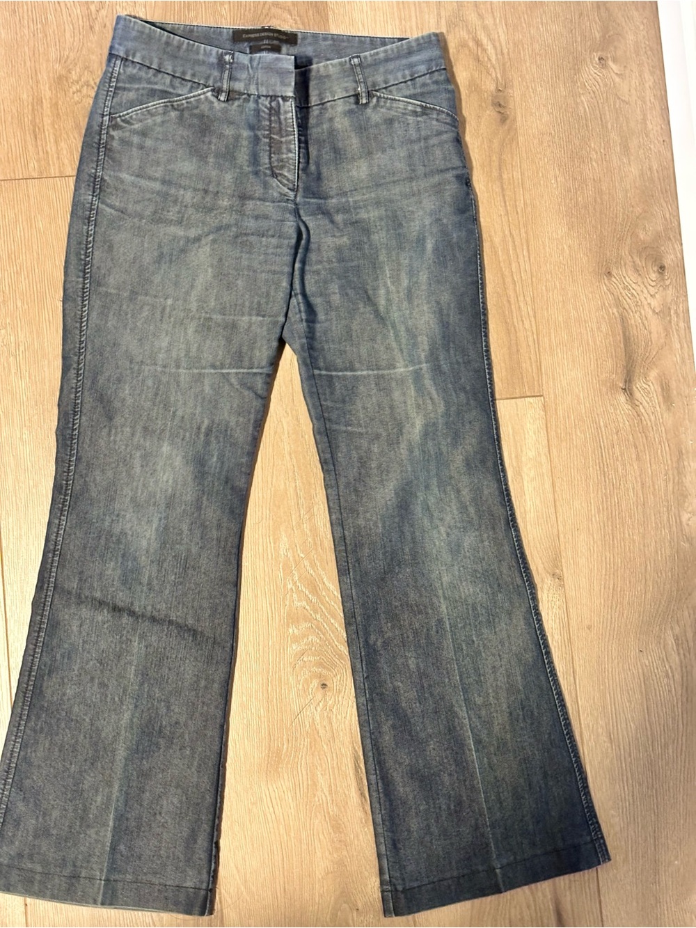 Express Women's Faded Blue Flare Jeans